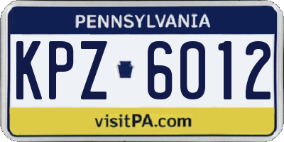 PA license plate KPZ6012