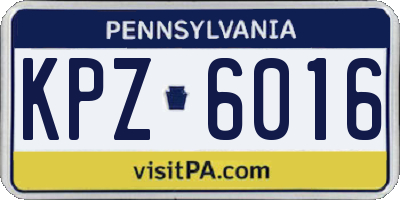 PA license plate KPZ6016