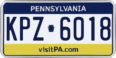 PA license plate KPZ6018
