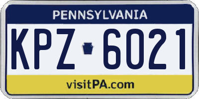 PA license plate KPZ6021