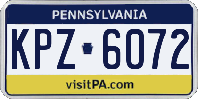 PA license plate KPZ6072