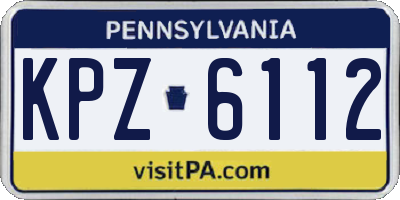 PA license plate KPZ6112