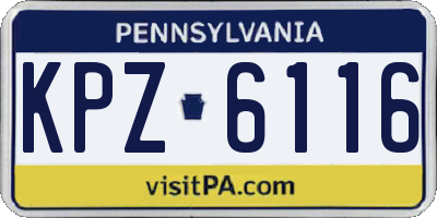PA license plate KPZ6116