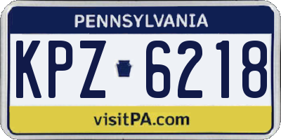 PA license plate KPZ6218