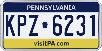 PA license plate KPZ6231