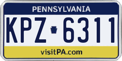 PA license plate KPZ6311