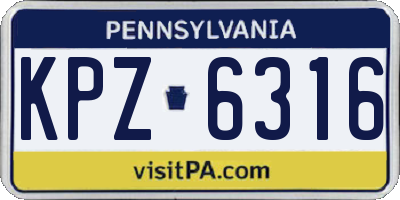 PA license plate KPZ6316