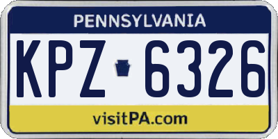 PA license plate KPZ6326