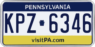 PA license plate KPZ6346