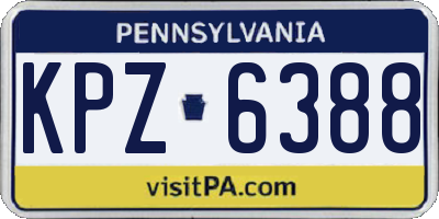 PA license plate KPZ6388