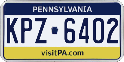 PA license plate KPZ6402