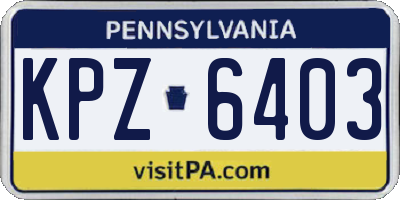 PA license plate KPZ6403