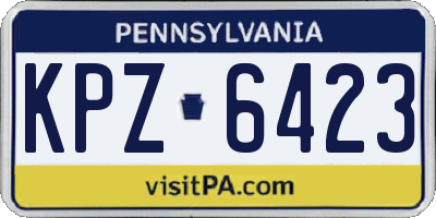 PA license plate KPZ6423