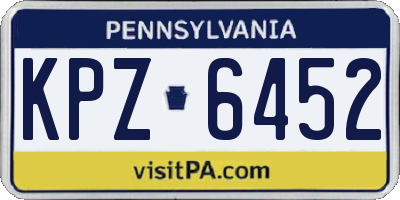 PA license plate KPZ6452