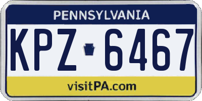 PA license plate KPZ6467