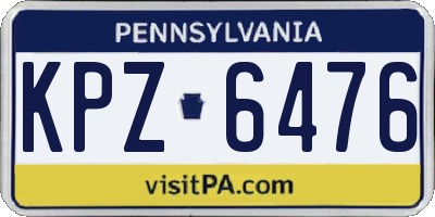 PA license plate KPZ6476