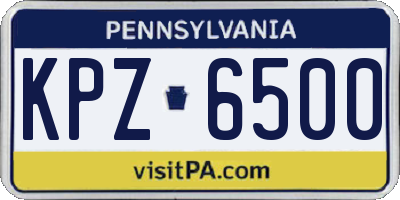 PA license plate KPZ6500