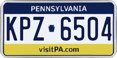 PA license plate KPZ6504