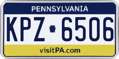 PA license plate KPZ6506