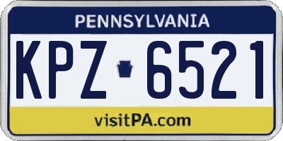PA license plate KPZ6521