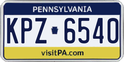 PA license plate KPZ6540