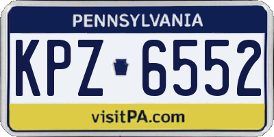 PA license plate KPZ6552