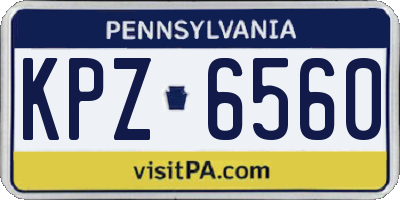 PA license plate KPZ6560