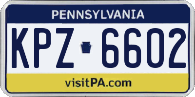 PA license plate KPZ6602