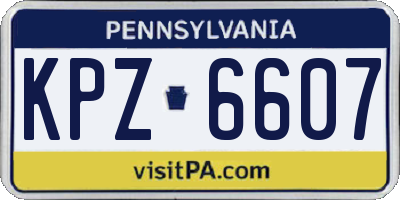 PA license plate KPZ6607