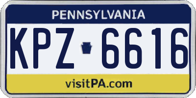 PA license plate KPZ6616