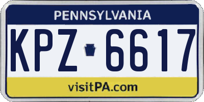 PA license plate KPZ6617