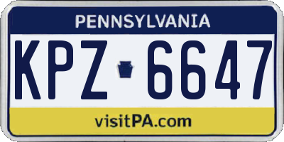 PA license plate KPZ6647