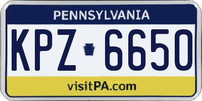 PA license plate KPZ6650