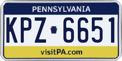 PA license plate KPZ6651