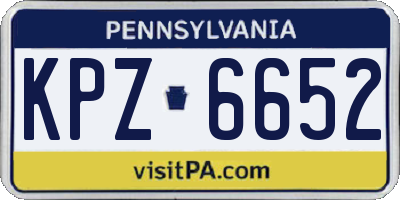 PA license plate KPZ6652