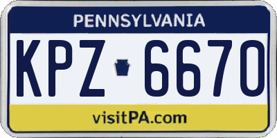 PA license plate KPZ6670