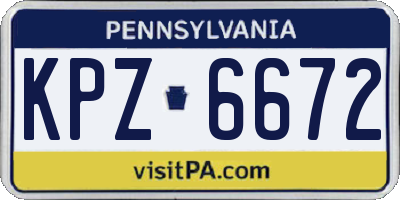 PA license plate KPZ6672
