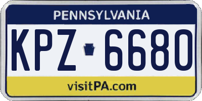 PA license plate KPZ6680