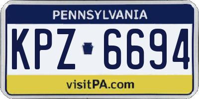 PA license plate KPZ6694
