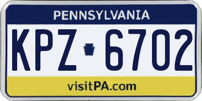 PA license plate KPZ6702