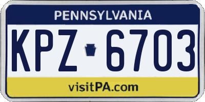 PA license plate KPZ6703