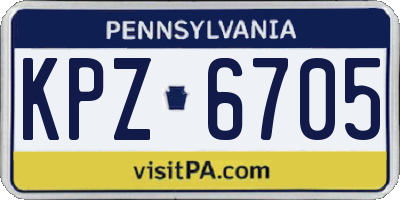 PA license plate KPZ6705