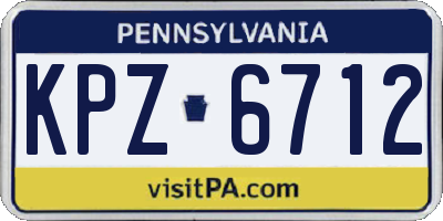 PA license plate KPZ6712