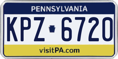 PA license plate KPZ6720