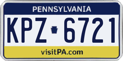 PA license plate KPZ6721