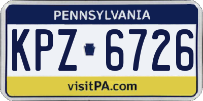 PA license plate KPZ6726