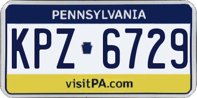 PA license plate KPZ6729