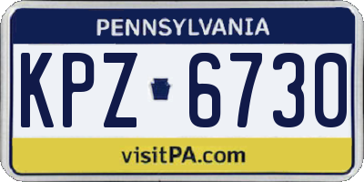PA license plate KPZ6730