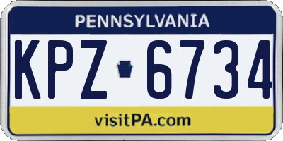 PA license plate KPZ6734