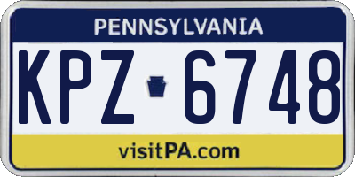 PA license plate KPZ6748